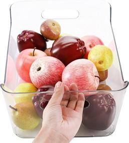 img 1 attached to 🍃 Clear Refrigerator Storage Bins - Set of 4, Plastic Food Containers with Handles for Kitchen Organization in Pantry, Fridge, Cabinet, Countertop, and Closet