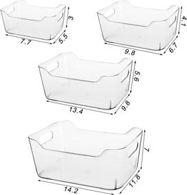 img 3 attached to 🍃 Clear Refrigerator Storage Bins - Set of 4, Plastic Food Containers with Handles for Kitchen Organization in Pantry, Fridge, Cabinet, Countertop, and Closet