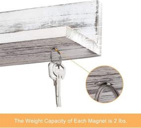 img 1 attached to Magnetic Key Holder for Wall - Set of 2 Rustic Whitewashed Wood Shelves: Perfect Organizer for Mail, Phone, Wallet, Sunglasses