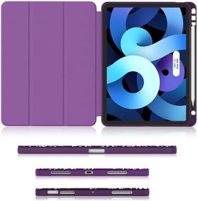 img 2 attached to 📱 Soke iPad Air 4 Case 10.9 Inch 2020 / iPad Pro 11 2018 with Pencil Holder - Full Body Protection, Apple Pencil Charge, Auto Sleep/Wake - Soft TPU Back Cover for New iPad Air 4th Gen - Book Purple