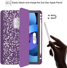 img 1 attached to 📱 Soke iPad Air 4 Case 10.9 Inch 2020 / iPad Pro 11 2018 with Pencil Holder - Full Body Protection, Apple Pencil Charge, Auto Sleep/Wake - Soft TPU Back Cover for New iPad Air 4th Gen - Book Purple