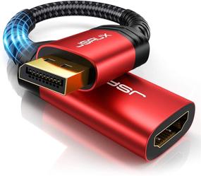 img 4 attached to JSAUX Адаптер DisplayPort в HDMI: Мужской к Женскому DP Конвертер, 1080P@60Hz, Подпружиненная нейлоновая оплетка, Алюминиевый корпус - Совместим с Lenovo, Dell, HP, HDTV, монитором, проектором и другими-КРАСНЫЙ