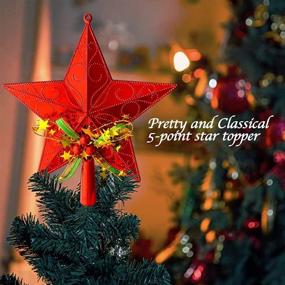 img 2 attached to 🎄 AKEYUP Red Christmas Tree Topper Star: Festive 9.5-inch Indoor Party Decoration and Home Accent