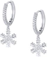 ❄️ cz snowflake christmas dangle earrings | women & teen girls | 925 sterling silver | small hoop sleeper | cute & hypoallergenic | ideal gifts for bff, daughter | cartilage, flower dangling | dainty & stylish logo