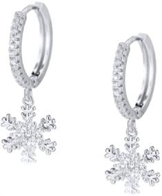 img 4 attached to ❄️ CZ Snowflake Christmas Dangle Earrings | Women & Teen Girls | 925 Sterling Silver | Small Hoop Sleeper | Cute & Hypoallergenic | Ideal Gifts for Bff, Daughter | Cartilage, Flower Dangling | Dainty & Stylish