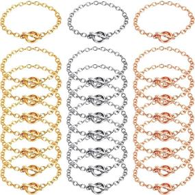 img 4 attached to 🎁 Yaomiao 24 Pieces Stainless Steel Link Chain Bracelets with OT Toggle Clasp - Ideal for Jewelry Making, Women, Girls, Birthday, Christmas, Party Supplies