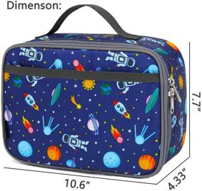 img 2 attached to 🚀 FlowFly Kids Lunch Box Insulated Bag - Mini Cooler for School with Thermal Meal Tote Kit, Ideal for Girls and Boys, Astronaut Design