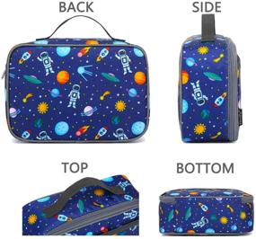 img 1 attached to 🚀 FlowFly Kids Lunch Box Insulated Bag - Mini Cooler for School with Thermal Meal Tote Kit, Ideal for Girls and Boys, Astronaut Design