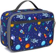 🚀 flowfly kids lunch box insulated bag - mini cooler for school with thermal meal tote kit, ideal for girls and boys, astronaut design logo