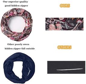 img 1 attached to 🧣 Stay Stylish and Secure with the Infinity Scarf: Secret Hidden Travel Pockets for Girls, Women, and Men