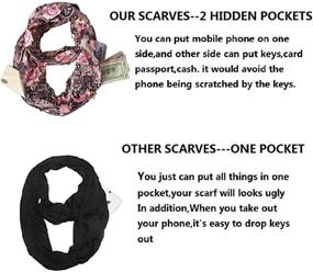 img 3 attached to 🧣 Stay Stylish and Secure with the Infinity Scarf: Secret Hidden Travel Pockets for Girls, Women, and Men