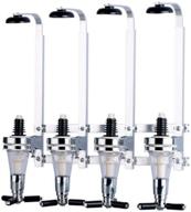 🍸 convenient wall mounted liquor dispenser: 4 bottle optic bracket stand for wine, spirits, and beer with revolving nozzle - silver drinkware set логотип