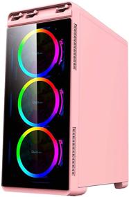 img 3 attached to 🖥️ Apevia Aura-S-PK Mid Tower Gaming Case w/ Full-Size Tempered Glass Panels, USB 3.0/2.0 & Audio Ports, 4 RGB Fans, Pink Frame