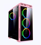 🖥️ apevia aura-s-pk mid tower gaming case w/ full-size tempered glass panels, usb 3.0/2.0 & audio ports, 4 rgb fans, pink frame logo
