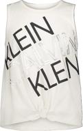 calvin klein girls' performance tank top: sleeveless, crew-neckline & logo detailing - stylish and functional logo