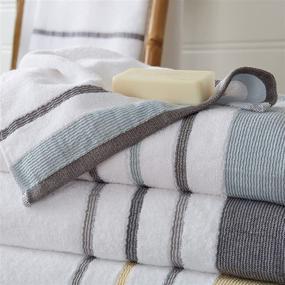 img 1 attached to 🛀 Great Bay Home 6-Piece Luxury Hotel/Spa Turkish Cotton Striped Towel Set - Noelle Collection (Eucalyptus/Grey): Bath, Hand Towels, Washcloths - 500 GSM