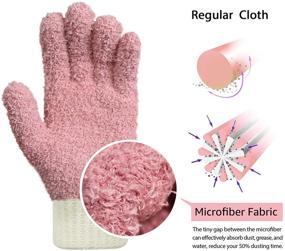 img 3 attached to 🧤 MIG4U Microfiber Dusting Gloves: Effortless Cleaning for Blinds, Windows, Furniture & Car - Reusable, Lint-Free Pink Gloves (1 Pair S/M)