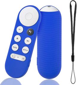 img 4 attached to Protective Rubber Cover Replacement with Wrist Strap for Chromecast with Google TV 2020 Voice Remote – Blue