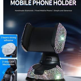 img 3 attached to 📱 HUOTO Bling Car Phone Mount - Stylish Dashboard Windshield Holder for iPhone & Galaxy (White-Pink)