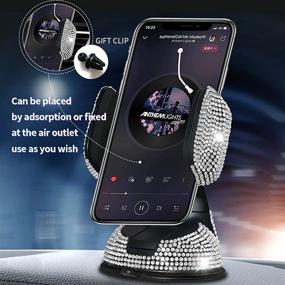 img 1 attached to 📱 HUOTO Bling Car Phone Mount - Stylish Dashboard Windshield Holder for iPhone & Galaxy (White-Pink)