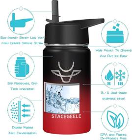 img 3 attached to 🧒 STACEGEELE Kids' Insulated Vacuum Water Bottle 12oz(355ml) with Straw Lid - Stainless Steel Flask Thermos for Boys and Girls - Leak Proof, Lightweight, Eco Friendly - Ideal for Ice, Coke