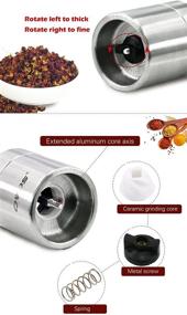 img 2 attached to 🧂 OVOS 2-in-1 Salt and Pepper Grinder Set - Adjustable Ceramic Grinding Mechanism, Stainless Steel Mill