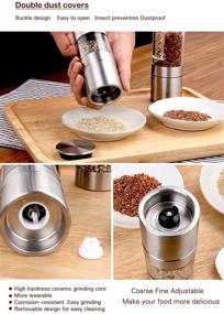 img 1 attached to 🧂 OVOS 2-in-1 Salt and Pepper Grinder Set - Adjustable Ceramic Grinding Mechanism, Stainless Steel Mill