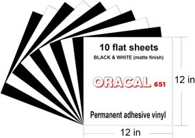img 3 attached to 🎨 Matte Oracal 651 Vinyl Sheets - 10 Flat 12"x12" Black & White Decal Sheets for Indoor/Outdoor Marking, Decorating, Window Graphics, and More!