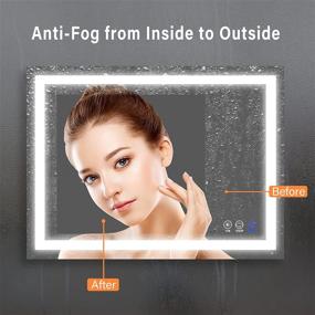 img 1 attached to Enhance Your Bathroom Experience with Butylux 32x24 inch Wall Mounted LED Bathroom Mirror: Dimmable, Anti-Fog, and Smart Touch Button Control!