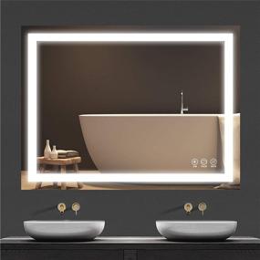 img 4 attached to Enhance Your Bathroom Experience with Butylux 32x24 inch Wall Mounted LED Bathroom Mirror: Dimmable, Anti-Fog, and Smart Touch Button Control!