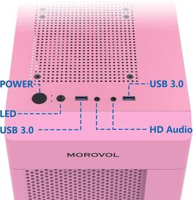 img 1 attached to 🖥️ Микро-ATX-корпус для игрового пк MOROVOL с открытым прозрачным закаленным стеклом и передней панелью в сетку для воздушного потока, 2 шт. ARGB-вентилятора 120ММ, USB 3.0×2 (TW7-S2-PK)