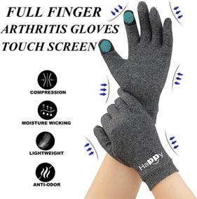 img 2 attached to 🧤 Large Happymart Arthritis Gloves - 2 Pairs Full Finger Compression Gloves for Men & Women - Relieve Joint Pain, Carpal Tunnel - Touchscreen Friendly for Typing, Work