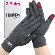 🧤 large happymart arthritis gloves - 2 pairs full finger compression gloves for men & women - relieve joint pain, carpal tunnel - touchscreen friendly for typing, work logo