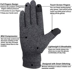 img 1 attached to 🧤 Large Happymart Arthritis Gloves - 2 Pairs Full Finger Compression Gloves for Men & Women - Relieve Joint Pain, Carpal Tunnel - Touchscreen Friendly for Typing, Work