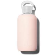 🍑 bkr little smooth tutu - 16oz glass water bottle in ballet pale peachy pink - dishwasher safe, removable silicone sleeve, bpa free logo