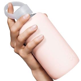 img 3 attached to 🍑 bkr Little Smooth Tutu - 16oz Glass Water Bottle in Ballet Pale Peachy Pink - Dishwasher Safe, Removable Silicone Sleeve, BPA Free