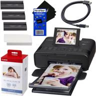 🖨️ canon selphy cp1300: compact inkjet laser bluetooth wireless photo printer with canon kp-108in color ink paper set & usb cable - black logo