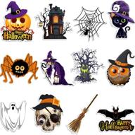 🎃 ужасное веселье: 12 элементных вырезов на хэллоуин – тыква, летучая мышь, паук, ведьма, призрак, вечеринка-плакат (милый стиль), идеальное украшение для хэллоуина! логотип