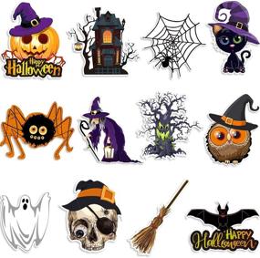 img 4 attached to 🎃 Spooky Fun: 12-Piece Halloween Cutouts – Pumpkin, Bat, Spider, Witch, Ghost, Party Poster (Cute Style), Perfect Halloween Party Decorations!