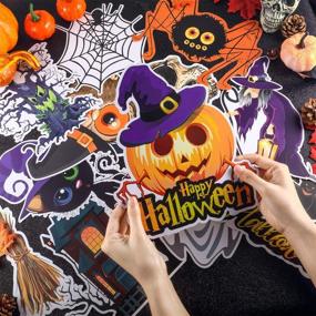 img 1 attached to 🎃 Spooky Fun: 12-Piece Halloween Cutouts – Pumpkin, Bat, Spider, Witch, Ghost, Party Poster (Cute Style), Perfect Halloween Party Decorations!