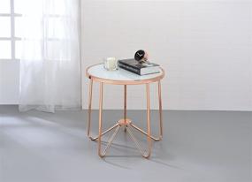 img 1 attached to 🌹 Acme Alivia End Table: Add Elegance with Frosted Glass & Rose Gold