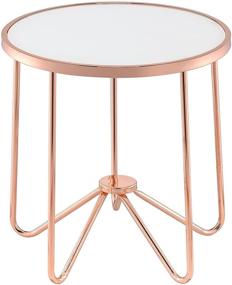 img 3 attached to 🌹 Acme Alivia End Table: Add Elegance with Frosted Glass & Rose Gold