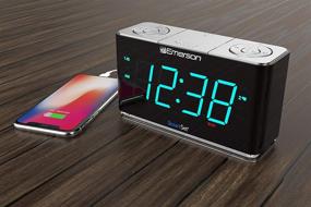 img 1 attached to ⏰ Emerson ER100301: SmartSet Alarm Clock Radio with Bluetooth Speaker, Charging Station & USB Ports for iPhone/iPad/iPod/Android, Tablets