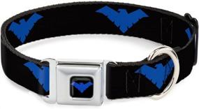 img 4 attached to 🔵 Nightwing Logo Black/Blue Seatbelt Buckle Dog Collar by Buckle-Down