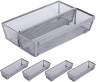 🔪 organize your kitchen with smart design drawer organizer set - 6-piece steel metal mesh, 9 x 3 inch, interlocking arm connection - perfect for utensils, flatware, and more - silver logo