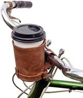 🚲 hide & drink's cruzy leather bike handlebar cup holder: insulated beverage pouch for commuters, minimalist bikers, cyclers, and urban nomads - bourbon brown логотип