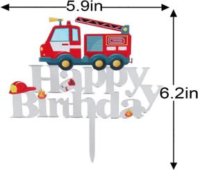 img 3 attached to 🚒 Colorful Acrylic Fire Truck Happy Birthday Cake Topper: Perfect Fireman Theme Party Decoration Supplies