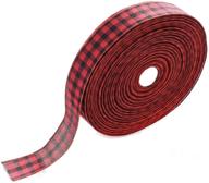 🎀 1.5cm wide gingham ribbon - 50 yards taffeta plaid ribbon for diy craft, party, gift, christmas supplies (black/red, 1.5cm wide) logo