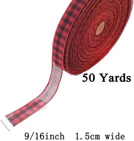 img 3 attached to 🎀 1.5cm Wide Gingham Ribbon - 50 Yards Taffeta Plaid Ribbon for DIY Craft, Party, Gift, Christmas Supplies (Black/Red, 1.5cm Wide)