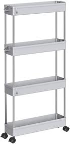 img 4 attached to Organize Your Space with SPACEKEEPER 4 Tier Slim Mobile Shelving Unit - Gray